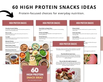 60 High Protein Snack Ideas Ebook Template | Fitness Meal Prep (Editable PDF)