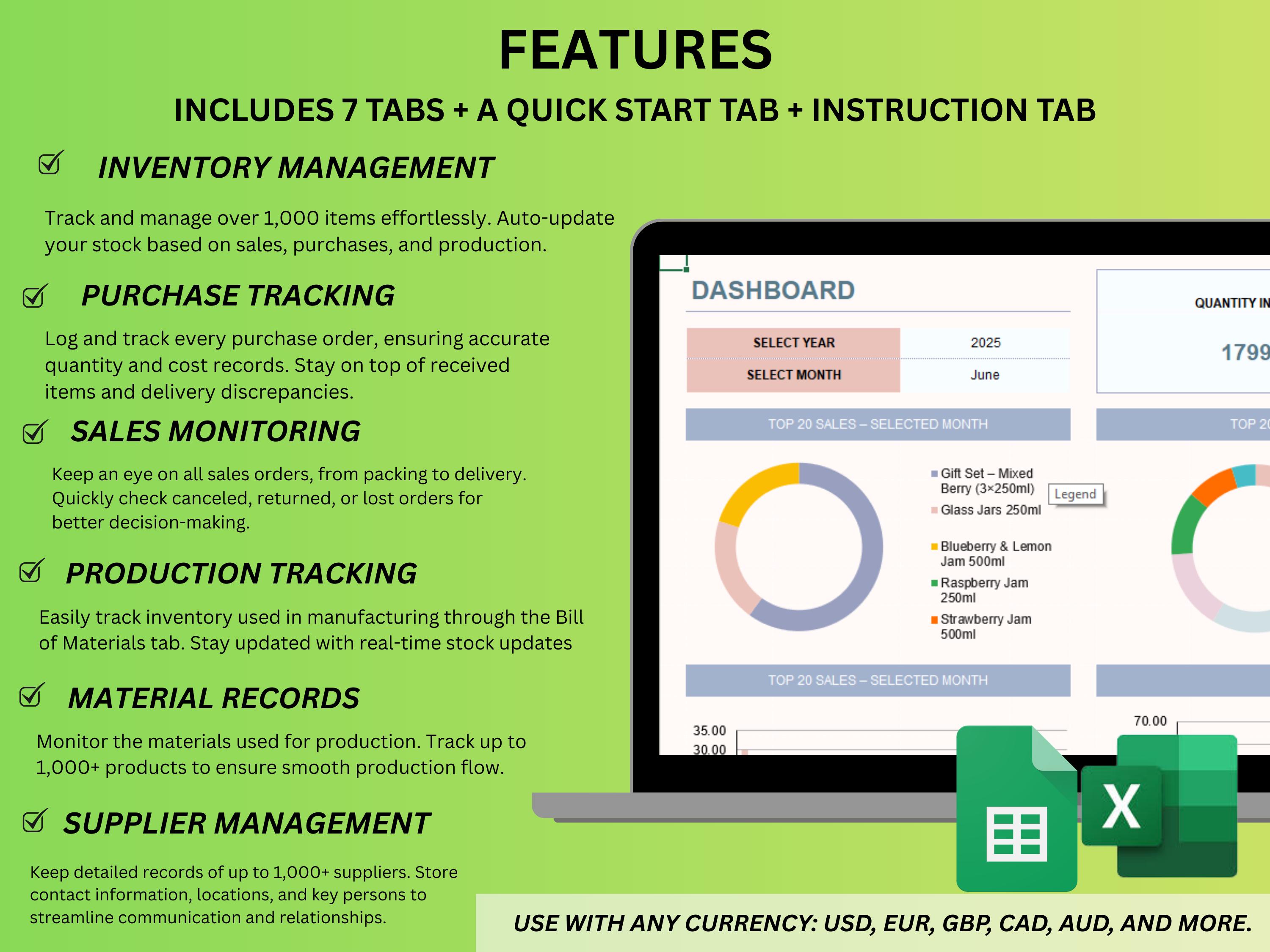 Inventory Tracker Spreadsheet | Small Business Stock Management (excel ...