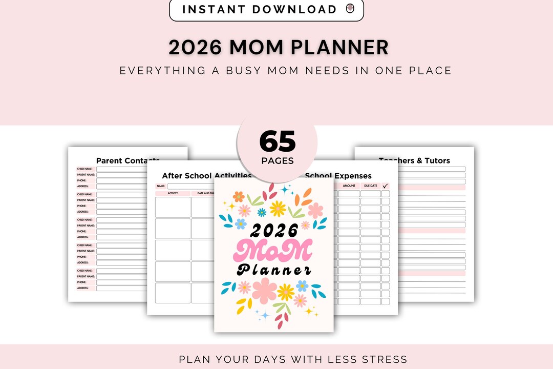 Mom Planner Printable | Family Organizer, Daily & Weekly (PDF Pattern ...