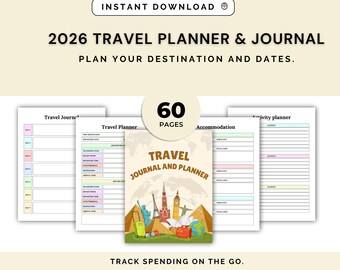 Travel Planner & Journal | Trip Itinerary, Budget, Checklist (PDF Pattern)