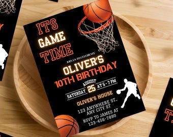 Basketball Birthday Invitation Template | Editable Sports Party Invite (Digital Download)