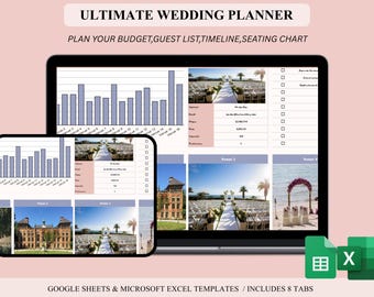 All-in-One Wedding Planner Spreadsheet: Budget, Timeline, Guest List