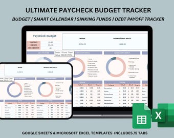 Paycheck Budget Spreadsheet | Monthly Finance Tracker (Excel & Google Sheets Template)