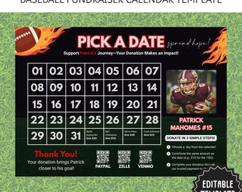 Baseball Calendar Fundraiser Template | Editable Canva Flyer (Digital Download)
