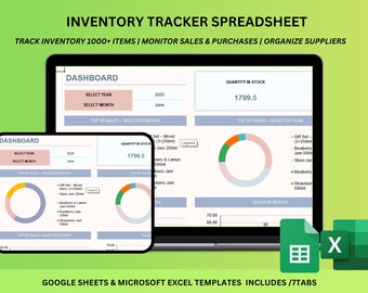 Inventory Tracker Spreadsheet | Small Business Stock Management (Excel & Google Sheets) (Digital Download