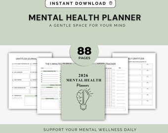 Mental Health Planner | Wellness, Mood Tracker (Daily, Weekly PDF)
