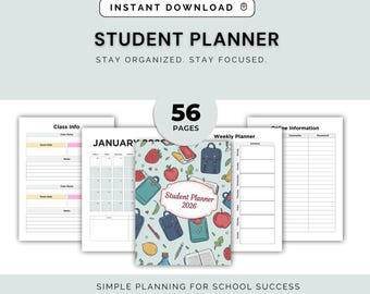 Student Planner Printable | Daily, Weekly, Monthly | Homework Tracker (PDF Download)