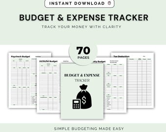 Budget Expense Tracker Printable | Monthly Finance Planner | Income Log (PDF Download)