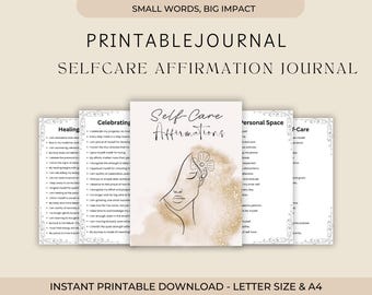 Self Care Affirmation Journal Printable | Positive Affirmations Workbook | Mental Wellness & Mindset Journal PDF