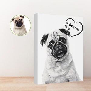 Custom Pet Portrait Canvas Print: Personalized Dog Memorial Gift