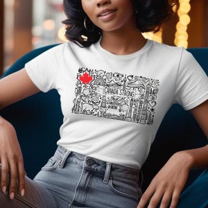 Canada Shirt - True North Strong and Free Unisex T-Shirt, Canadian Pride Clothing, Canadian Doodle Tee, Gift for Canadians, Maple Leaves,