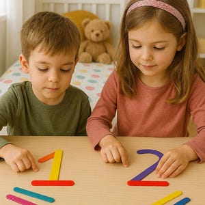 Montessori Colorful Number Stick Set – Educational Math Toy for Kids (0-9) | 21 Rainbow Sticks + 10 Number Cards