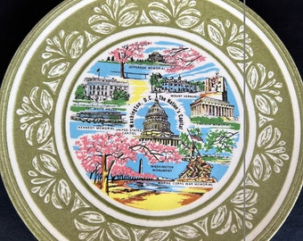 Vintage Washington DC Souvenir Plate Lucerne Ironstone Sheffield USA 7"