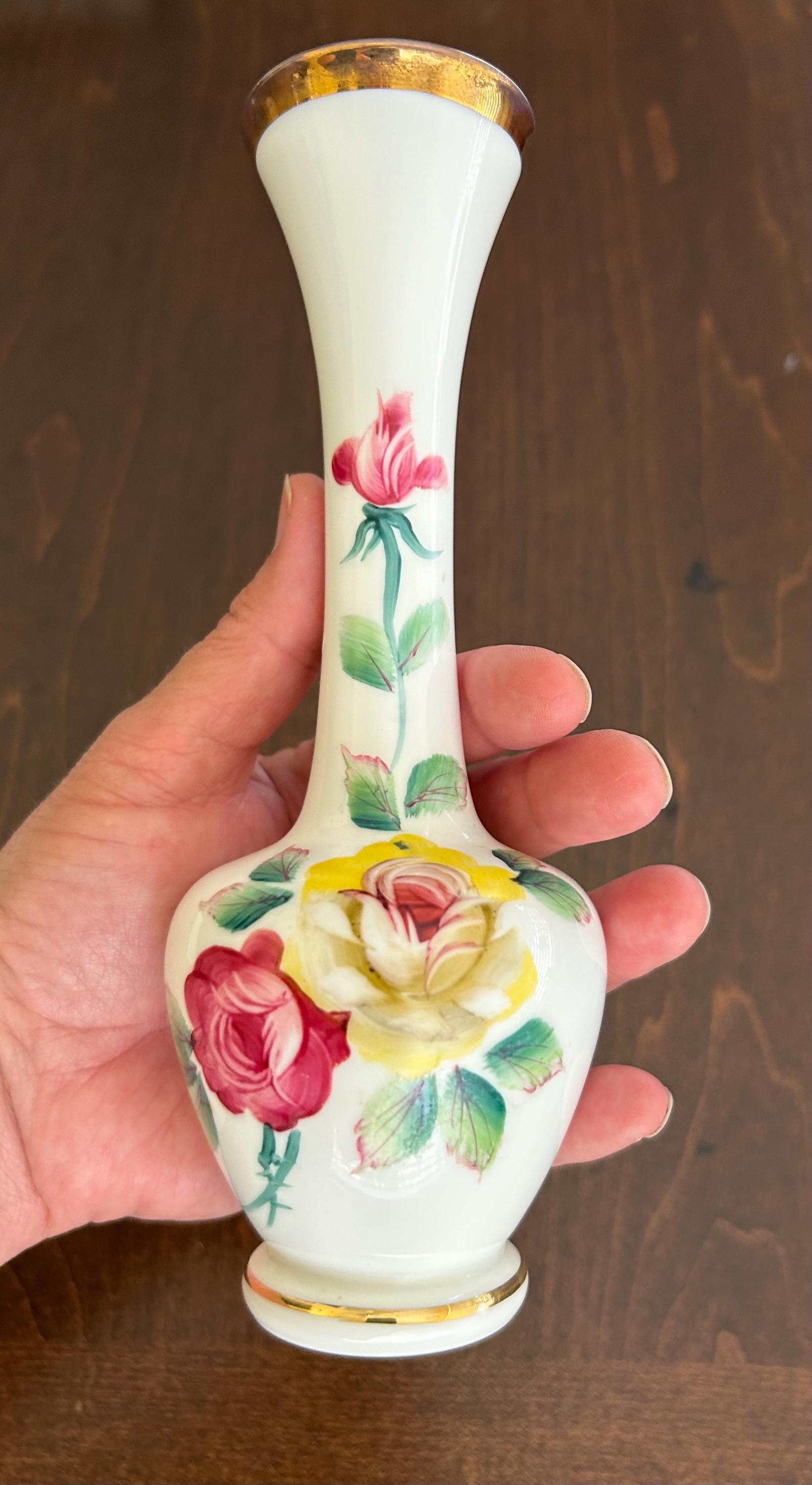 Vintage Norcrest Hand Painted Yellow and Pink Flower Bud