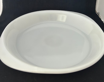 Vintage Glasbake 10 1/2" Handled Pie Plate/Baking Dish Milk Glass - 1 J-518