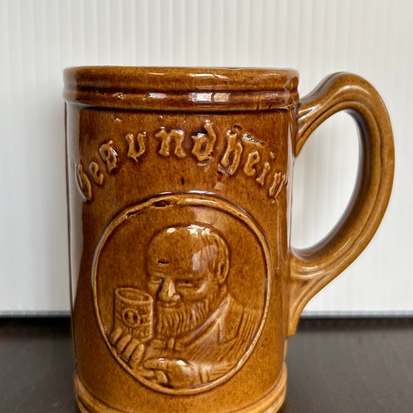 Vintage Gesundheit German Beer Stein Mug Stoneware 5" Altes Rathaus Munich