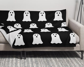 Halloween Ghost Blanket, Halloween Throw, Ghost Throw, Ghost Blanket Throw, Black Ghost Throw, Black Ghost Blanket, Halloween Blanket Throw
