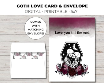 Goth Valentines Day Card, Goth Love Card, Goth Anniversary Card, Goth Greeting Cards, Goth Card, Gothic Romance, Goth Love Card, Gothic Love