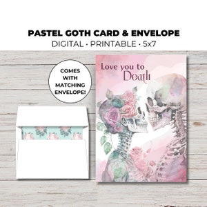 Goth Valentinstag Karte, Goth Valentinstag Karte, Goth Valentine, Pastel Goth Karte, Love You to Death, Gothic Karte, Gothic Romanze
