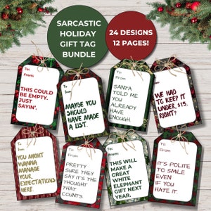 Étiquettes de Noël drôles, étiquettes pour cadeaux sarcastiques, étiquettes pour cadeaux drôles, étiquettes pour cadeaux de Noël sarcastiques imprimables, étiquettes de vacances sarcastiques, étiquettes sarcastiques