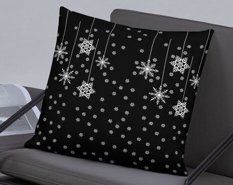 Dripping snowflakes pillow and cover, snowflake pillow, snowflake pillow cover 18x18, winter pillow covers, winter throw pillow covers