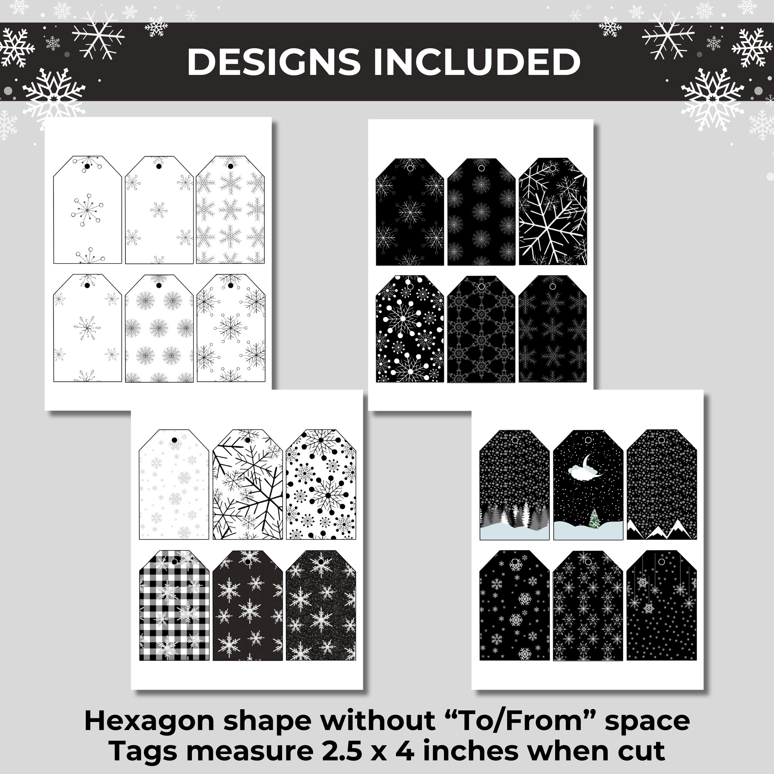 Black and White Christmas Tags Printable Christmas Gift Tags - Etsy