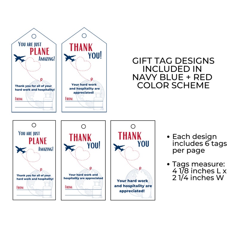 Flight Crew Gift Tags, Flight Attendant Thank You, Printable Thank You