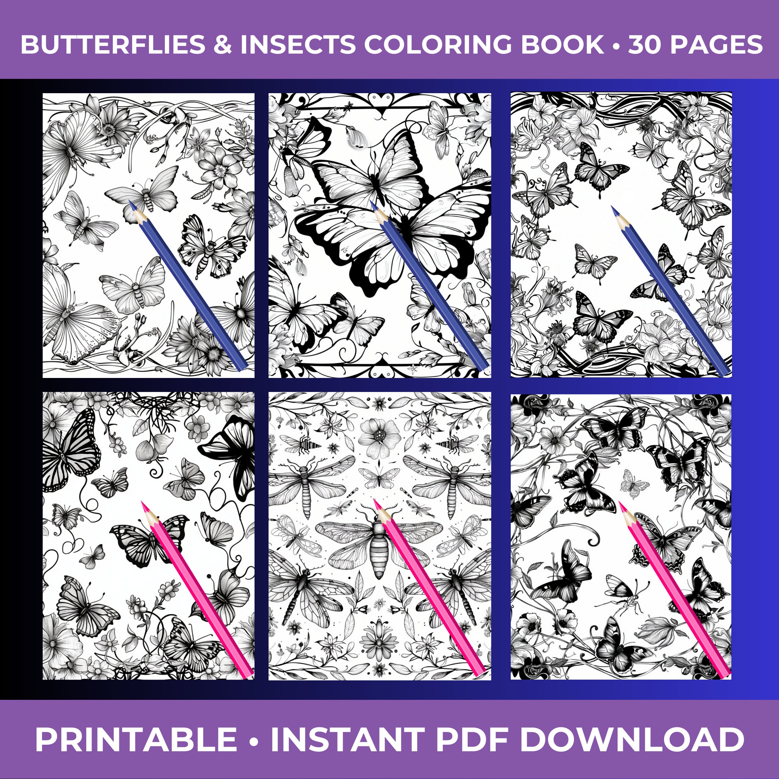 Butterfly Coloring Book, Butterfly Coloring Pages, Insect Coloring Book ...