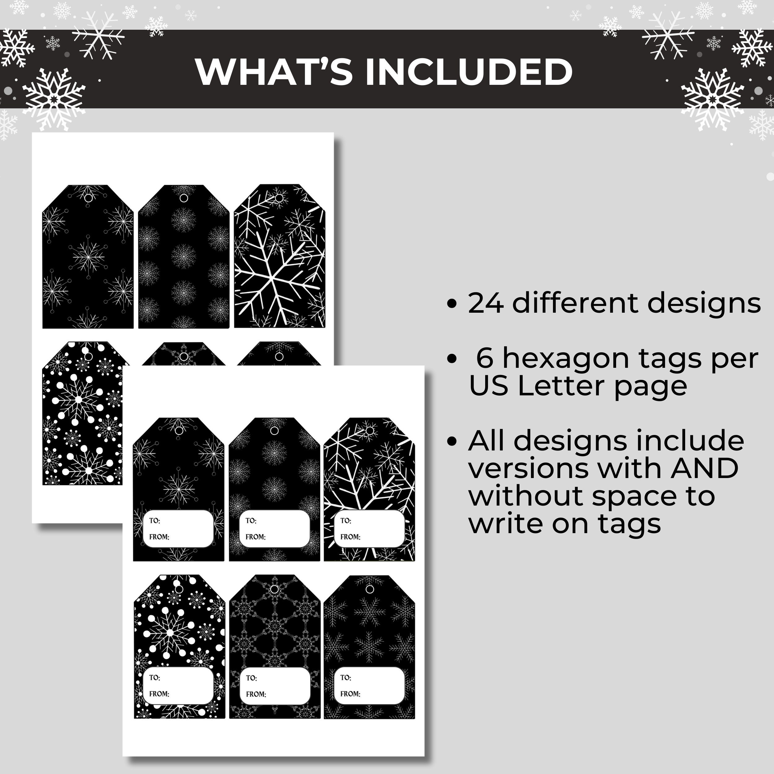 Black and White Christmas Tags Printable Christmas Gift Tags - Etsy