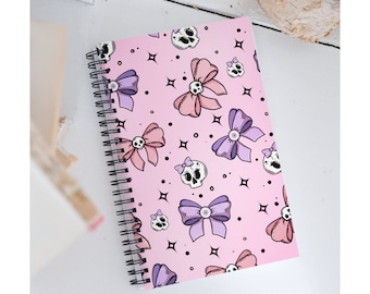Rosa Goth Notizbuch, süßes Goth, süßes Journal, Goth Spiral Notizbuch, rosa Goth, süße Goth, Pastell Goth, Kawaii Goth, gruselig Niedlich, süße Schädel