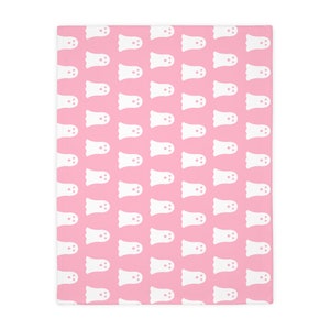 Reversible Pink Ghost Blanket, Pastel Pink Ghost Blanket, Pink Ghost, Halloween Throw, Ghost Throw, Ghost Blanket Throw, Halloween Blanket image 5