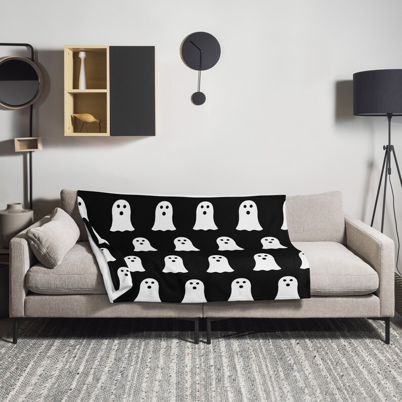 Ghost Throw Blanket - Black