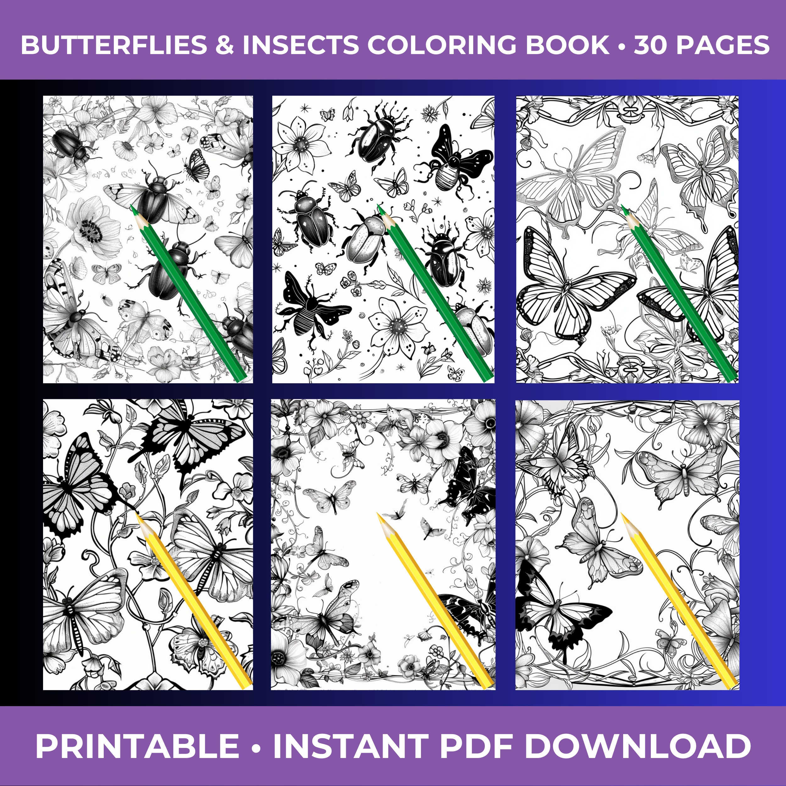 Butterfly Coloring Book, Butterfly Coloring Pages, Insect Coloring Book ...