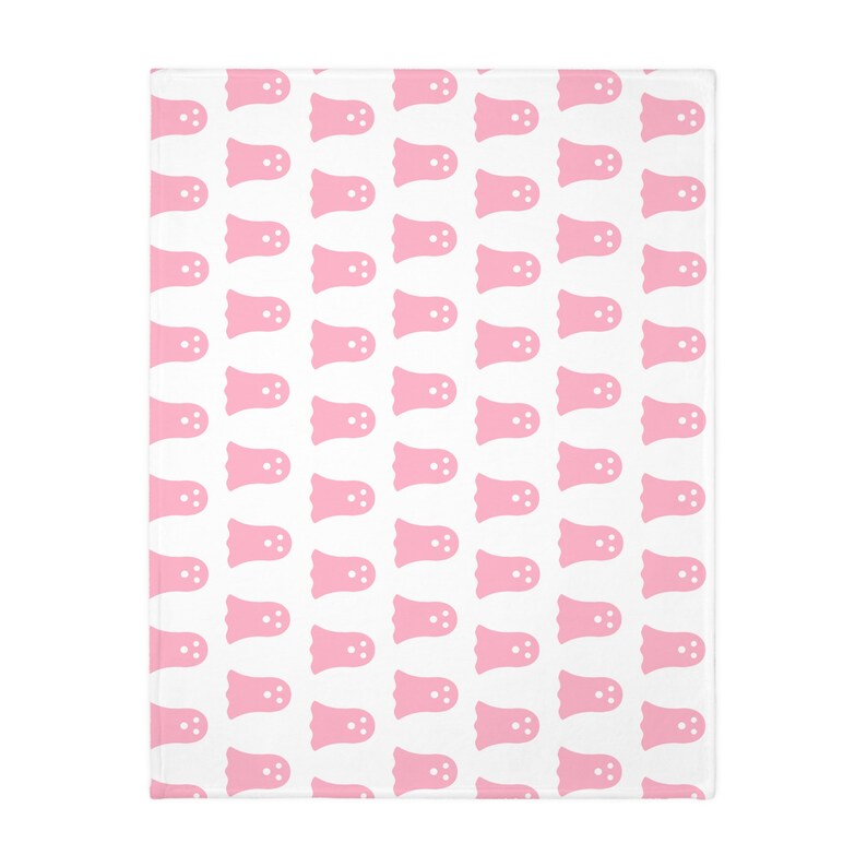 Reversible Pink Ghost Blanket, Pastel Pink Ghost Blanket, Pink Ghost, Halloween Throw, Ghost Throw, Ghost Blanket Throw, Halloween Blanket image 6
