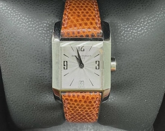 Baume & Mercier stainless steel 22mm Watch with Brown Leather Strap
