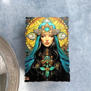Folk tarot deck box. Witchy gifts Goddess wooden box tarot cards storage