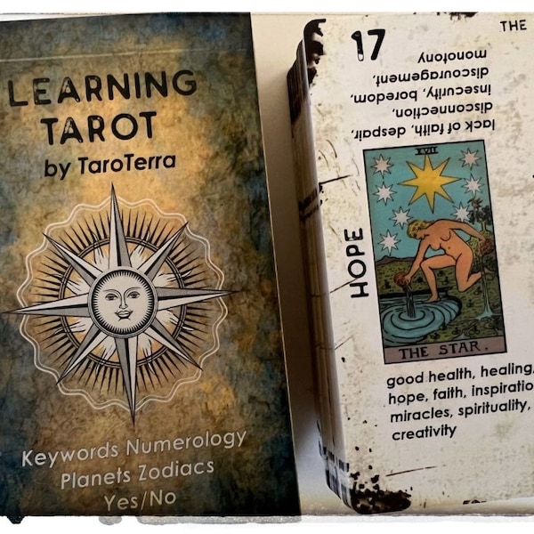 Tarot deck vintage with meaning on tarot cards. Learn Tarot reading training deck for beginners with. 78 cards full deck +2 additional cards