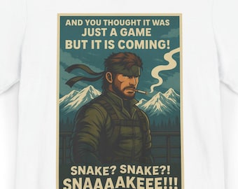 Camiseta unissex com aviso de Metal Gear, camiseta gamer 2