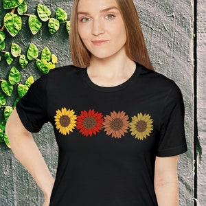 Zonnebloem Floral Fall T-shirt, unisex jersey T-shirt met korte mouwen
