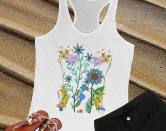 Floral Boho Shirt Top, Gift for women Tee, Gardening Muscle Women's Ideal Racerback Tank