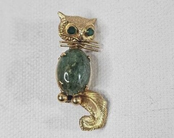 A.C. Signed Cat Jelly Belly Brooch 1/20 12K Gold Filled Whimsical Kitty Novelty