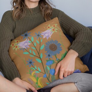 Floral Spun Polyester Square Pillow