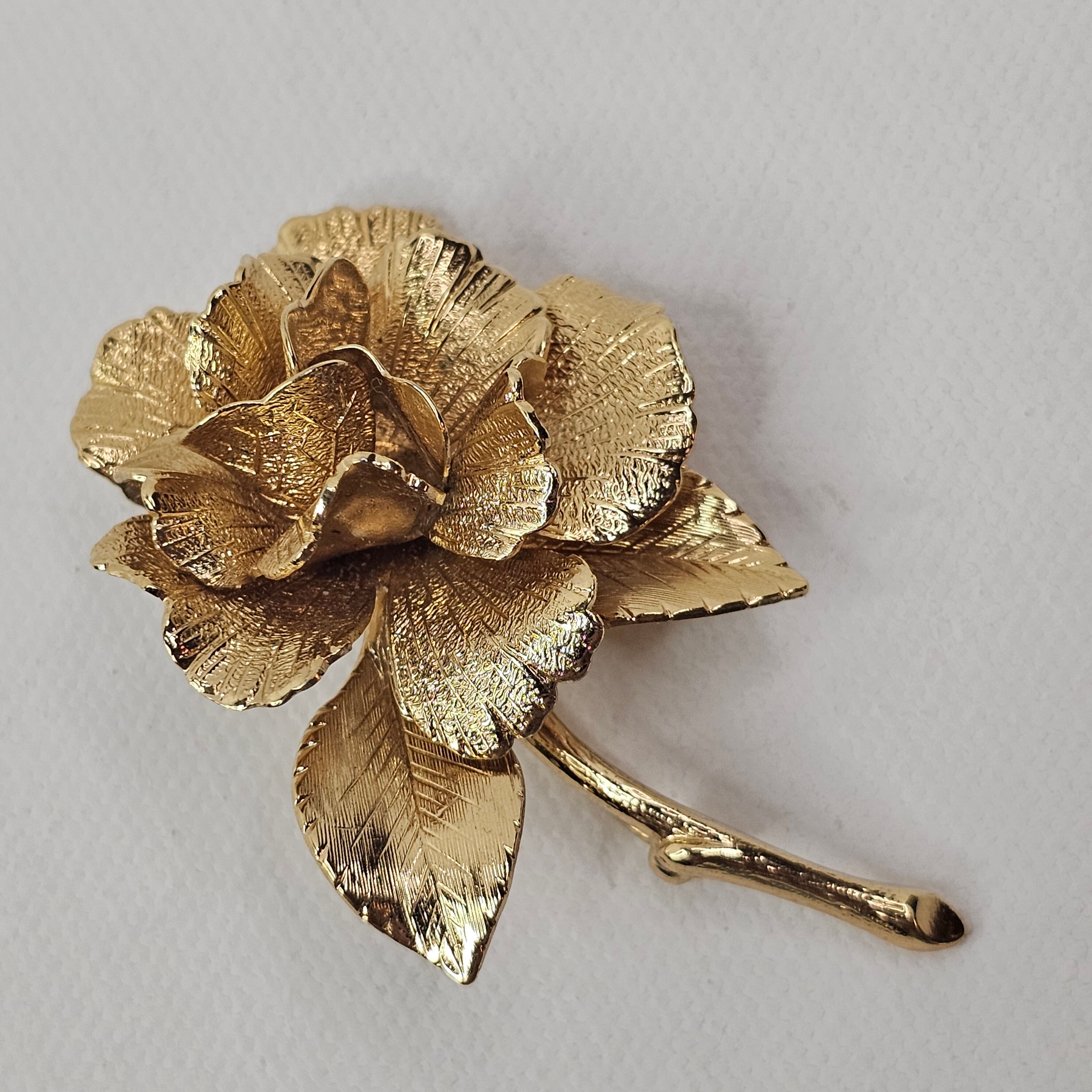 Monet Bloom Rose Brooch Gold Tone Figural Flower Pin - Etsy