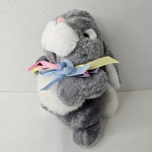 Fun Farm Vintage Dakin 1985 Bunny Plush Easter Gray White Rabbit Stuffed Animal Toy Approx. 10 Inch