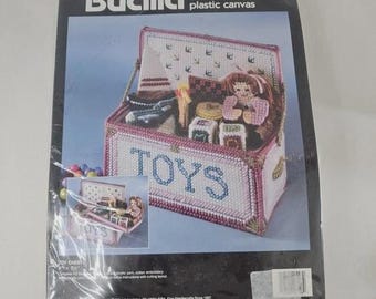 Bucilla Plastic Canvas Toy Chest 6098 Vintage 1992 Craft Kit Sealed