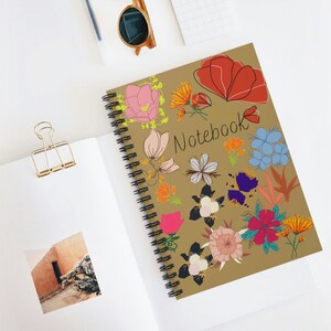 Floral Spiral Notebook, Journal Art Gift - Ruled Line