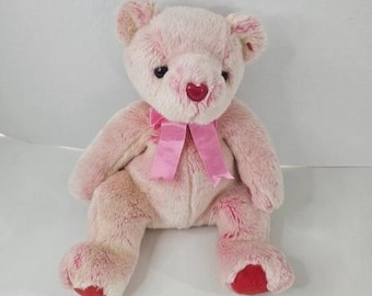 Ty 2002 Romance The Bear Plush Pink Swirled Heart Shape Nose Stuffed Animal Toy