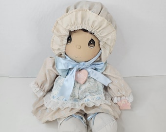 1985 Applause Precious Moments Doll Heidi #4571 Brown Hair Locket Happiness Is The Lord Collectible Vintage Toy Approx. 12 Inch