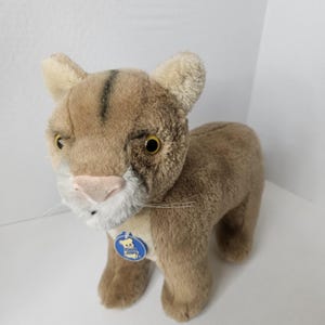Dakin 1986 Mountain Lion Cougar Plush Stuffed Animal Wild Cat Vintage Toy Approx. 12 Inch