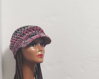 Surprise Stripe Mesh Crochet Baseball Hat Handmade